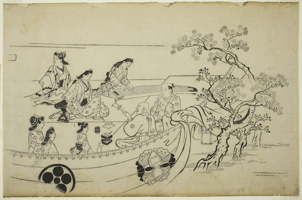 Hishikawa Moronobu's Flower-Viewing Party with Crest-Bearing Curtain, 1676–1689