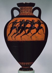 Stadion runners, Panathenaic amphora, ca. 530 BC, Attributed to the Euphiletos Painter